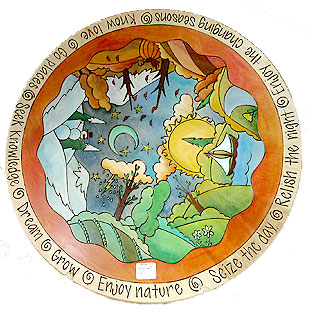 Orange Border Landscape Lazy Susan