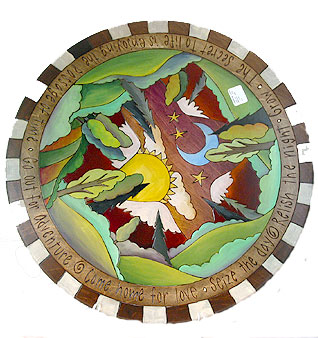 Checker Border Mountain Landscape Lazy Susan