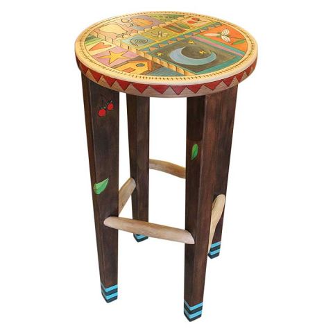 Round Bar Stool in Moon Crazy Quilt Design