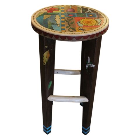 Round Bar Stool in Sun Quilt Design
