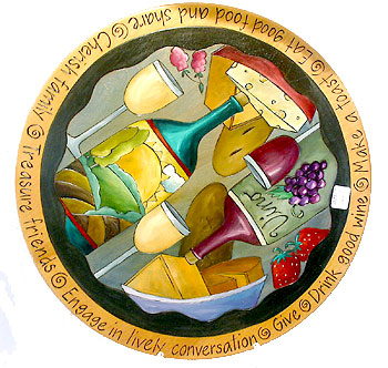 Bread, Cheese, Red & White Wine Lazy Susan