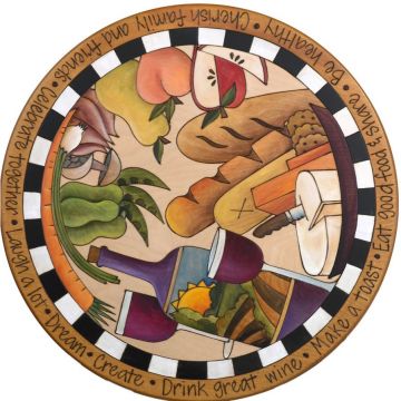 Bread, Cheese, Veggies & Red Wine Lazy Susan