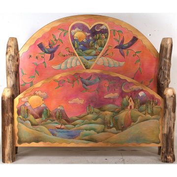 Sticks Queen-Bed Lovebirds & Mountains