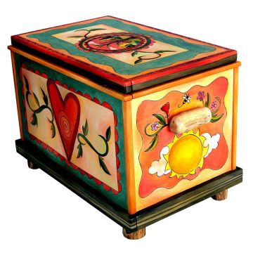 Sun + Heart Painted Wood Chest