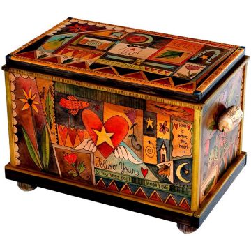 Art Collage Painted Wood Chest