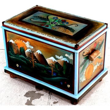 Mountains Painted Wood Chest